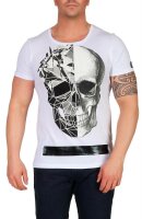 Herren T-Shirt Metall Totenkopf Skelett Slim Fit;