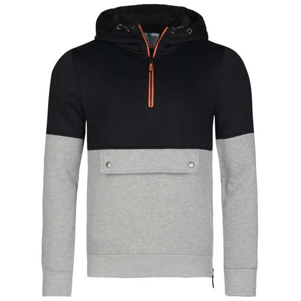 Herren Sweatjacke Sweatshirt Hoodie Kapuzenshirt , Schwarz-Grau/L