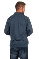 Herren Polo Shirt Langarm Baumwolle Longsleeve mit Brusttaschen; Grau-Blau M/50