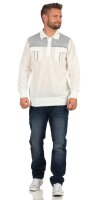 Herren Polo Shirt Langarm Baumwolle Longsleeve mit Brusttaschen; Ecru M/50