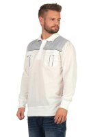 Herren Polo Shirt Langarm Baumwolle Longsleeve mit Brusttaschen; Ecru M/50