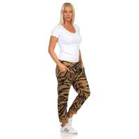 Damen Jogginghose Freizeithose Hose mit Muster, Braun S/M/L