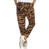 Damen Jogginghose Freizeithose Hose mit Muster, Braun S/M/L