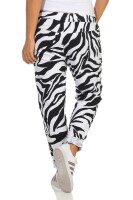 Damen Jogginghose Freizeithose Hose mit Muster, Weiß S/M/L