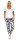 Damen Jogginghose Freizeithose Hose mit Muster, Weiß S/M/L