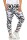 Damen Jogginghose Freizeithose Hose mit Muster, Weiß S/M/L