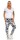 Damen Jogginghose Freizeithose Hose mit Muster, Weiß S/M/L