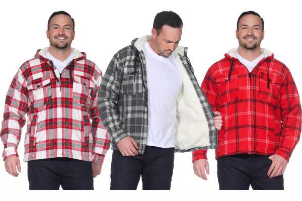 Herren Holzfäller Thermo Hemd mit Kapuze, Gr. M L XL 2XL