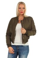 Damen Bomberjacke Flieger Pilotenjacke Biker; Khaki XS