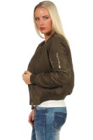 Damen Bomberjacke Flieger Pilotenjacke Biker; Khaki XS
