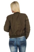 Damen Bomberjacke Flieger Pilotenjacke Biker; Khaki XS