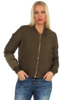 Damen Bomberjacke Flieger Pilotenjacke Biker; Khaki XS