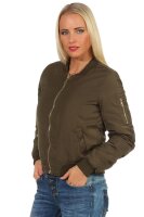 Damen Bomberjacke Flieger Pilotenjacke Biker; Khaki XS