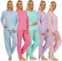 Damen Pyjama lang zweiteiliger Schlafanzug mit Muster, M...