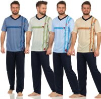 Herren Sommer Pyjama Lange Schlafhose V- T-shirt; M L XL 2XL