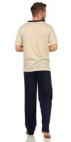 Herren Sommer Pyjama Lange Schlafhose V- T-shirt; Beige M