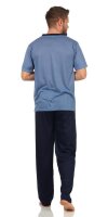 Herren Sommer Pyjama Lange Schlafhose V- T-shirt; Blau M