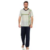Herren Sommer Pyjama Lange Schlafhose V- T-shirt; Grün M