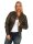 Damen Bomberjacke Flieger Pilotenjacke Biker; Kunstleder, Khaki/XS