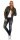 Damen Bomberjacke Flieger Pilotenjacke Biker; Kunstleder, Khaki/S