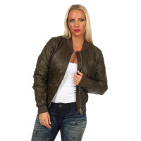 Damen Bomberjacke Flieger Pilotenjacke Biker; Kunstleder,...