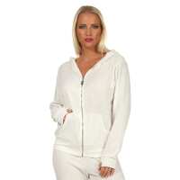 Damen Sweatshirt Langarmshirt Hoodie Oberteil, Ecru, S...