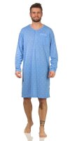 Herren Nachthemd langarm Sleepshirt; Blau XL