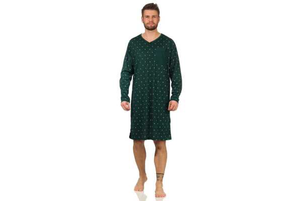 Herren Nachthemd langarm Sleepshirt; Dunkelgrün L