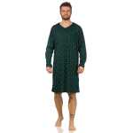 Herren Nachthemd langarm Sleepshirt; Dunkelgrün L
