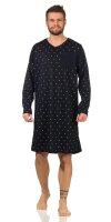 Herren Nachthemd langarm Sleepshirt; Dunkelblau M