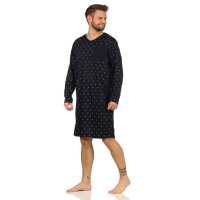 Herren Nachthemd langarm Sleepshirt; Dunkelblau M