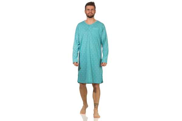 Herren Nachthemd langarm Sleepshirt; Mintgrün M