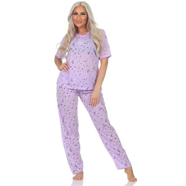 Damen Pyjama zweiteiliger Schlafanzug Pyjama-Set,  Flieder/L/40