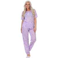 Damen Pyjama zweiteiliger Schlafanzug Pyjama-Set,  Flieder/L/40