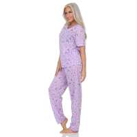 Damen Pyjama zweiteiliger Schlafanzug Pyjama-Set,  Flieder/L/40