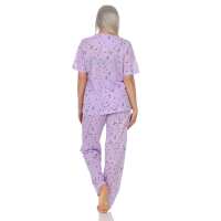Damen Pyjama zweiteiliger Schlafanzug Pyjama-Set,  Flieder/L/40