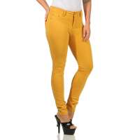 Damen Jeggings Hüfthose  Senf S/36