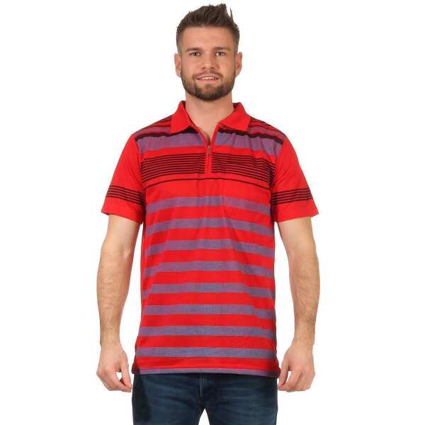 Herren Poloshirt T-shirt Polo-Hemd Kurzarm  Rot L