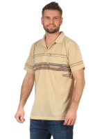 Herren Poloshirt T-shirt Polo-Hemd Kurzarm mit Muster, Beige L