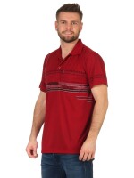 Herren Poloshirt T-shirt Polo-Hemd Kurzarm mit Muster, Dunkelrot M