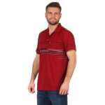 Herren Poloshirt T-shirt Polo-Hemd Kurzarm mit Muster, Dunkelrot L