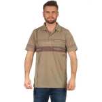 Herren Poloshirt T-shirt Polo-Hemd Kurzarm mit Muster, Dunkelbeige M