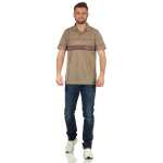Herren Poloshirt T-shirt Polo-Hemd Kurzarm mit Muster, Dunkelbeige M