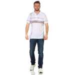 Herren Poloshirt T-shirt Polo-Hemd Kurzarm mit Muster, Weiß M