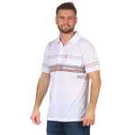 Herren Poloshirt T-shirt Polo-Hemd Kurzarm mit Muster, Weiß M