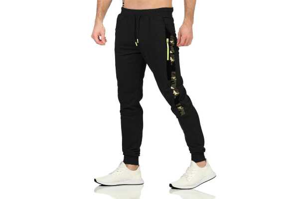 Herren Jogginghose Trainigshose Freizeithose mit Muster. Schwarz-4187 M