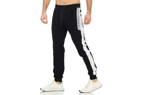 Herren Jogginghose Trainigshose Freizeithose mit Muster. Schwarz-4301 3XL