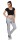 Damen Jogging Hose Sport mit Taschen Streifen;   Grau-Schwarz M/38