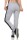 Damen Jogging Hose Sport mit Taschen Streifen;   Grau-Schwarz M/38