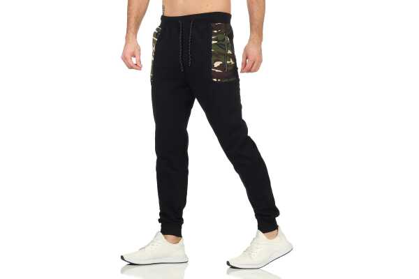 Herren Jogginghose Trainigshose Freizeithose mit Muster. Schwarz-4184 M